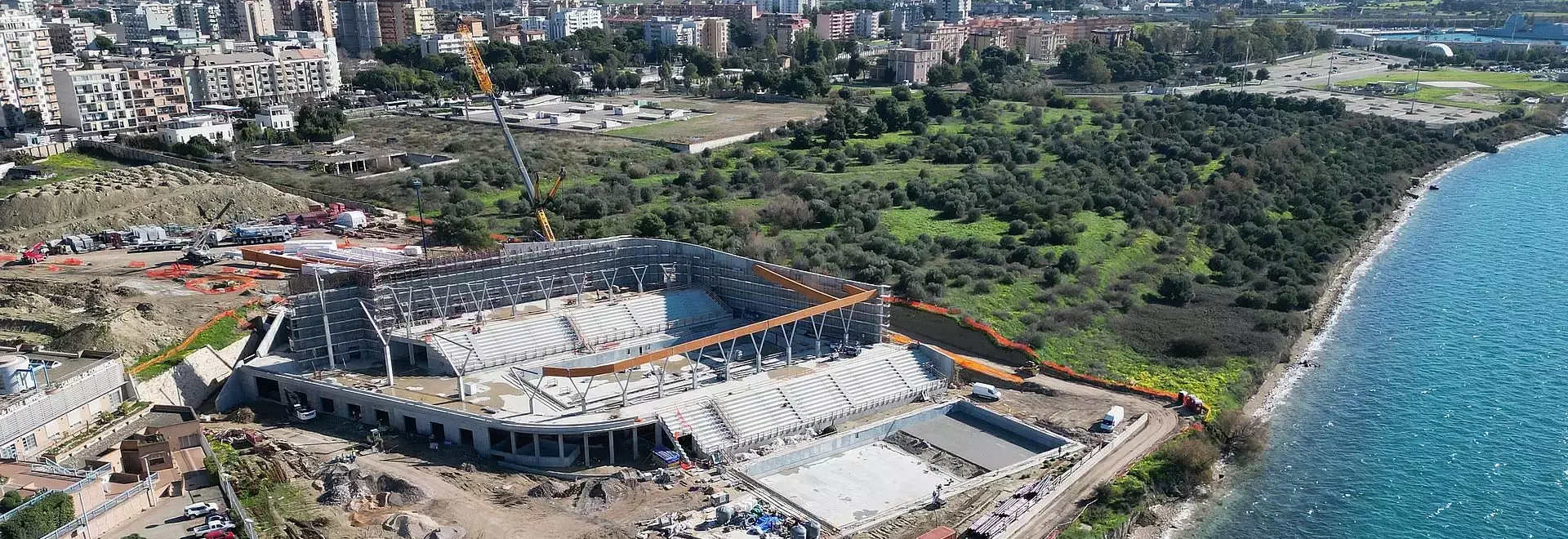 Avanzamento lavori per lo Stadio del Nuoto di Taranto in vista dei Giochi del Mediterraneo 2026