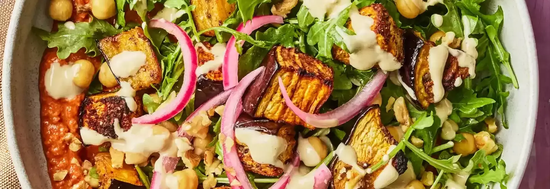Flavorful Chickpea and Eggplant Power Bowls with Tahini Dressing