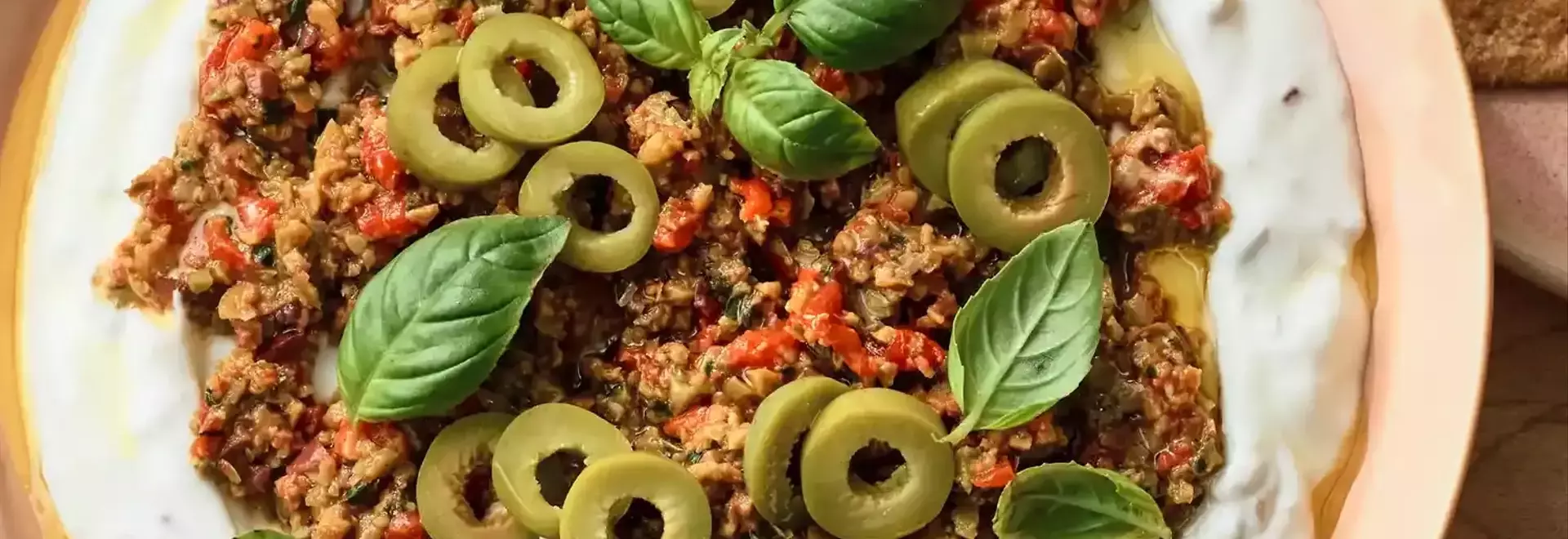 Mediterranean Olive and Yogurt Spread with Roasted Peppers